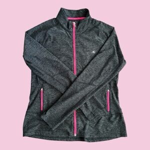 Champion Women's Dark Grey Athletic Jacket with Pink Zippers